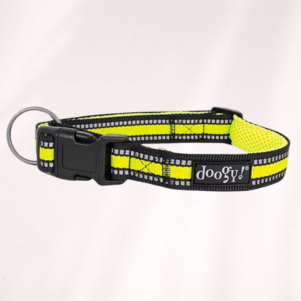 Collier pour chien jaune Sport Doogy - Taille S