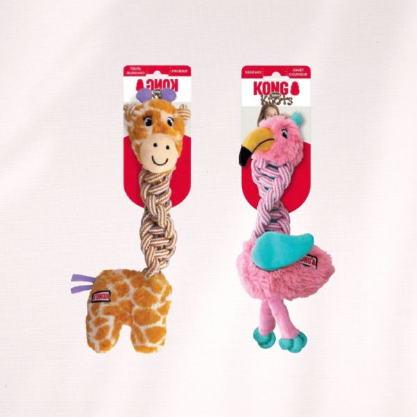Jouet KONG Knots Twists – Girafe ou Flamant Rose (Taille S/M)