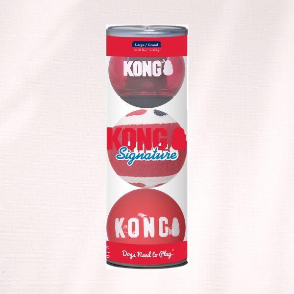 Kong Jouet Signature 3 Balles assorties - 8cm