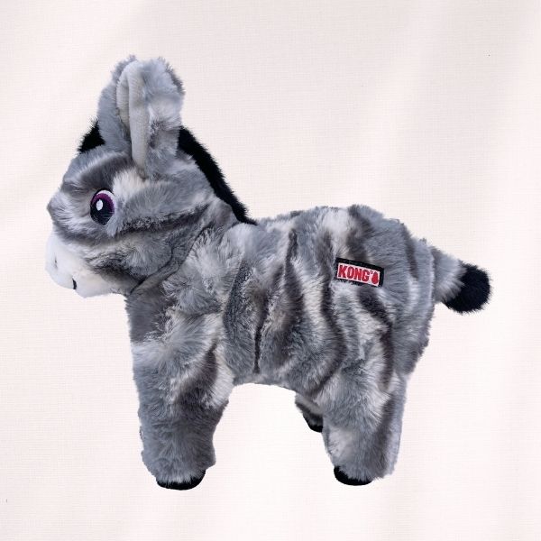 KONG Low Stuff Stripes Âne Gris en Peluche pour Chien - 27cm
