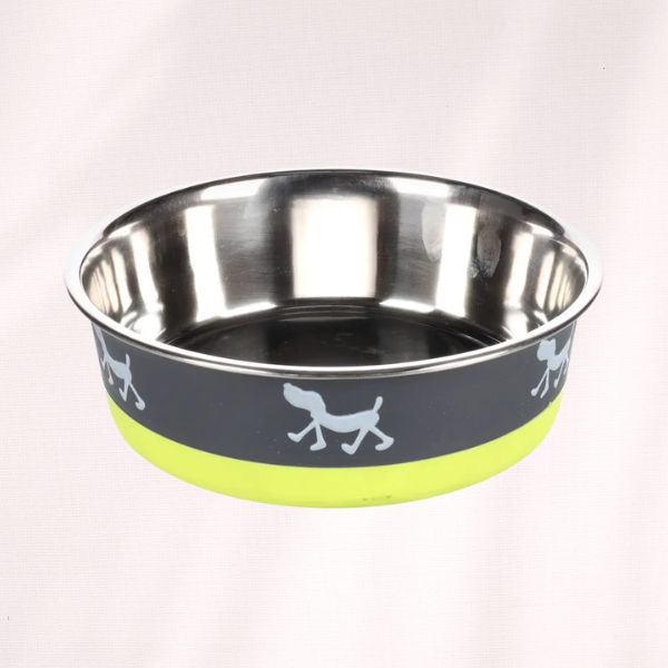 Gamelle pour chien Silhouette Rond Gris et Vert 1,7L