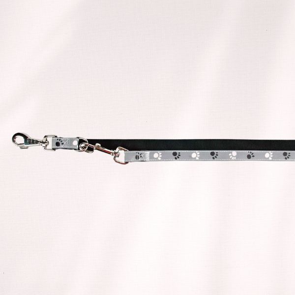 Laisse réglable Silver Reflect, Noir/Gris – XS–S: 2,00 m, 15 mm
